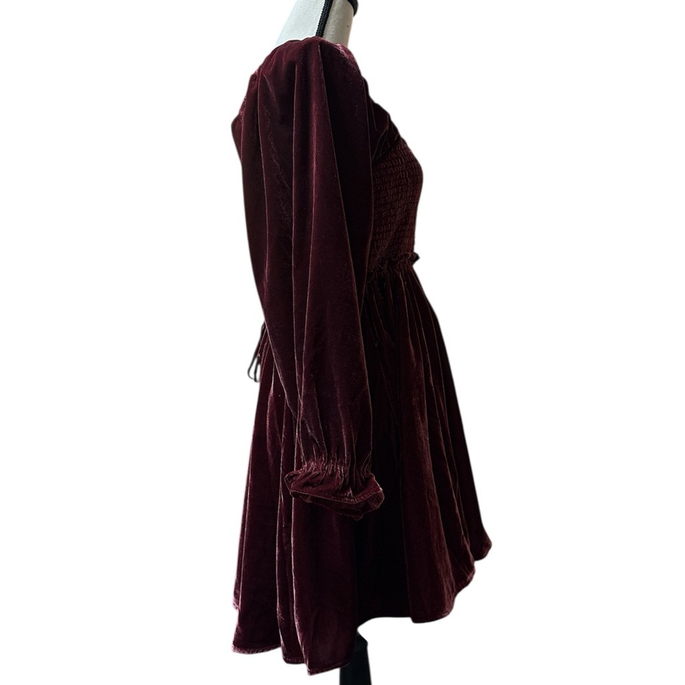 Free People Daphne Velvet Sleeve Mini Dress in Roan Rouge Sz. XS - Picture 13 of 16